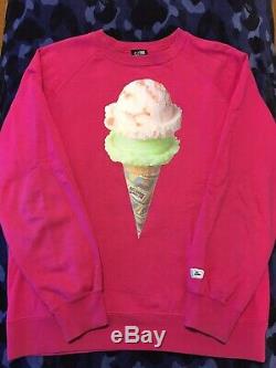 100% Authentic BBC Ice Cream Cone Crewneck Size Large Bape Bathing Ape OG Pink