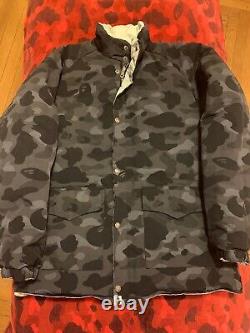 100% Authentic Bape Bathing Ape Black White Reversible Coat BBC Ice Cream Large