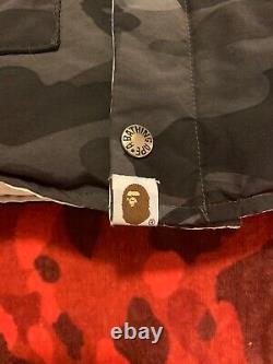100% Authentic Bape Bathing Ape Black White Reversible Coat BBC Ice Cream Large