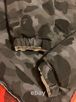 100% Authentic Bape Bathing Ape Black White Reversible Coat BBC Ice Cream Large