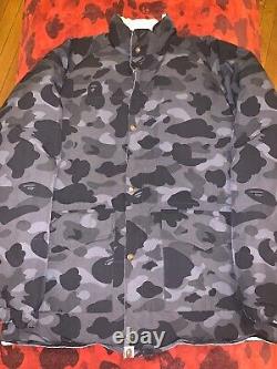 100% Authentic Bape Bathing Ape Black White Reversible Coat BBC Ice Cream Large