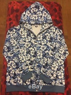 100% Authentic Bape Bathing Ape OG Blue Floral Camo Hoodie BBC Ice Cream Large