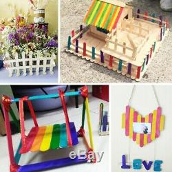 10XColor Wooden Popsicle Stick Ice Cream Bar Large Craft Bar 6 Colors 500 L1I7