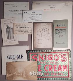 1910s John Snigo Ice Cream Pittsburgh PA Archive Photo Sign Business Cards S-1T