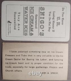 1910s John Snigo Ice Cream Pittsburgh PA Archive Photo Sign Business Cards S-1T