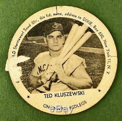 1954 Dixie LID Ted Kluszewski Left Without Tab Kemps Ice Cream 3-3/16 Large