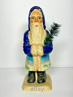 1997 Blue Father Xmas Banquet Ice Cream Mould, Vaillancourt Folk Art #9738