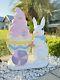 24''Easter Bunny WithTrolley Shaped Eggshell Filled WithLED Ice Cream Outdoor/Indoor