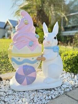 24''Easter Bunny WithTrolley Shaped Eggshell Filled WithLED Ice Cream Outdoor/Indoor