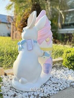 24''Easter Bunny WithTrolley Shaped Eggshell Filled WithLED Ice Cream Outdoor/Indoor