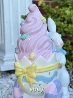 24''Easter Bunny WithTrolley Shaped Eggshell Filled WithLED Ice Cream Outdoor/Indoor