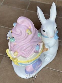 24''Easter Bunny WithTrolley Shaped Eggshell Filled WithLED Ice Cream Outdoor/Indoor