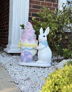 24''Easter Bunny WithTrolley Shaped Eggshell Filled WithLED Ice Cream Outdoor/Indoor