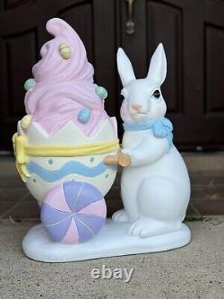 24''Easter Bunny WithTrolley Shaped Eggshell Filled WithLED Ice Cream Outdoor/Indoor