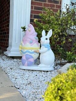 24''Easter Bunny WithTrolley Shaped Eggshell Filled WithLED Ice Cream Outdoor/Indoor