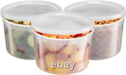 24 Set 64 oz Plastic Food Storage Deli Containers With Lids, Ice Cream, Soup, Fruit