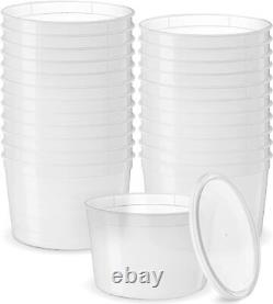 24 Set 64 oz Plastic Food Storage Deli Containers With Lids, Ice Cream, Soup, Fruit