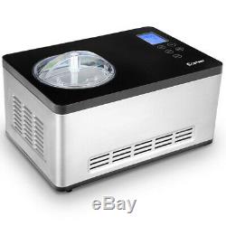 2.1 Quart Ice Cream Maker with LCD Timer Touchpad Control Large Capacity Silver
