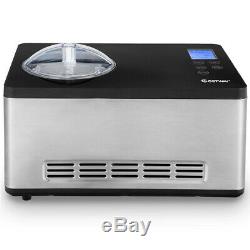 2.1 Quart Ice Cream Maker with LCD Timer Touchpad Control Large Capacity Silver
