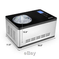 2.1 Quart Ice Cream Maker with LCD Timer Touchpad Control Large Capacity Silver