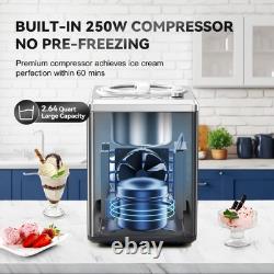 2.64 Qt Ice Cream Maker, Largest Capacity & Fast Freezing Ice Cream Machine w