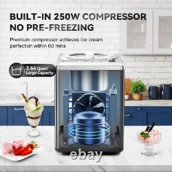 2.64 Quart Ice Cream Maker with Built-in Compressor, Fully Automatic Ice Crea