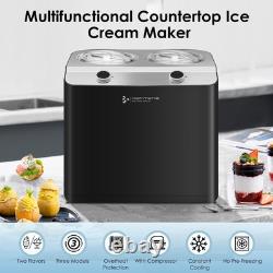 2 Flavor Ice Cream Maker, Automatic Compressor Ice Cream Maker Machine with 2