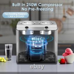2 Flavor Ice Cream Maker, Automatic Compressor Ice Cream Maker Machine with 2