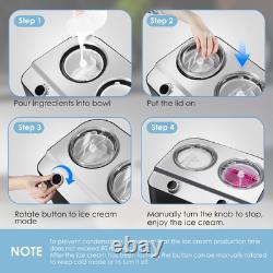 2 Flavor Ice Cream Maker, Automatic Compressor Ice Cream Maker Machine with 2
