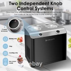 2 Flavor Ice Cream Maker, Automatic Compressor Ice Cream Maker Machine with 2