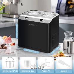 2 Flavor Ice Cream Maker, Automatic Compressor Ice Cream Maker Machine with 2