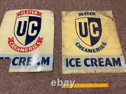 2 large rare Ulster Creameries Ice cream signs- double sided- Tin not enamel