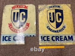 2 large rare Ulster Creameries Ice cream signs- double sided- Tin not enamel