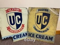 2 large rare Ulster Creameries Ice cream signs- double sided- Tin not enamel