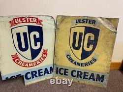 2 large rare Ulster Creameries Ice cream signs- double sided- Tin not enamel