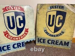 2 large rare Ulster Creameries Ice cream signs- double sided- Tin not enamel