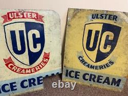 2 large rare Ulster Creameries Ice cream signs- double sided- Tin not enamel