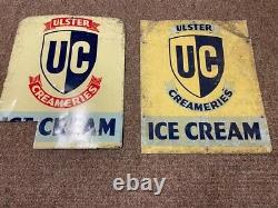 2 large rare Ulster Creameries Ice cream signs- double sided- Tin not enamel