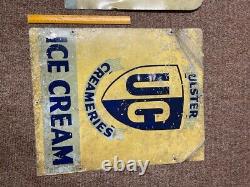 2 large rare Ulster Creameries Ice cream signs- double sided- Tin not enamel