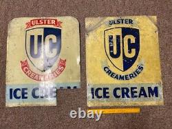 2 large rare Ulster Creameries Ice cream signs- double sided- Tin not enamel