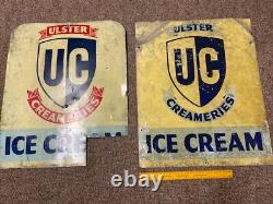 2 large rare Ulster Creameries Ice cream signs- double sided- Tin not enamel