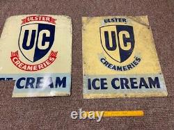 2 large rare Ulster Creameries Ice cream signs- double sided- Tin not enamel