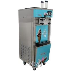3 Flavor Soft Ice Cream Maker 110V Movable Large Capacity Hardness Adjustable