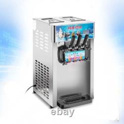 3 Flavors Soft Serve Ice Cream Machine Ice Cream Maker 110V 16-18L/H 2 4.5L Tank