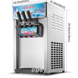 3 Flavors Soft Serve Ice Cream Machine Ice Cream Maker 110V 16-18L/H 2 4.5L Tank