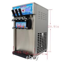 3 Flavors Soft Serve Ice Cream Machine Ice Cream Maker 110V 16-18L/H 2 4.5L Tank