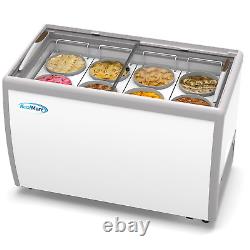 49 Inch Commercial Ice Cream Dipping Cabinet Display Case, 8 Large Displayed Tub