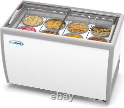 49 Inch Commercial Ice Cream Dipping Cabinet Display Case, 8 Large Displayed Tub
