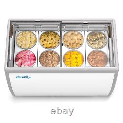 49 Inch Commercial Ice Cream Dipping Cabinet Display Case, 8 Large Displayed Tub