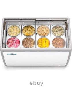 49 Inch Commercial Ice Cream Dipping Cabinet Display Case, 8 Large Displayed Tub